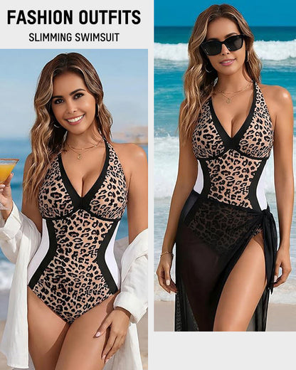 🔥HOT SALE 50% OFF👙Color Block Tummy Control One-Piece Swimsuit