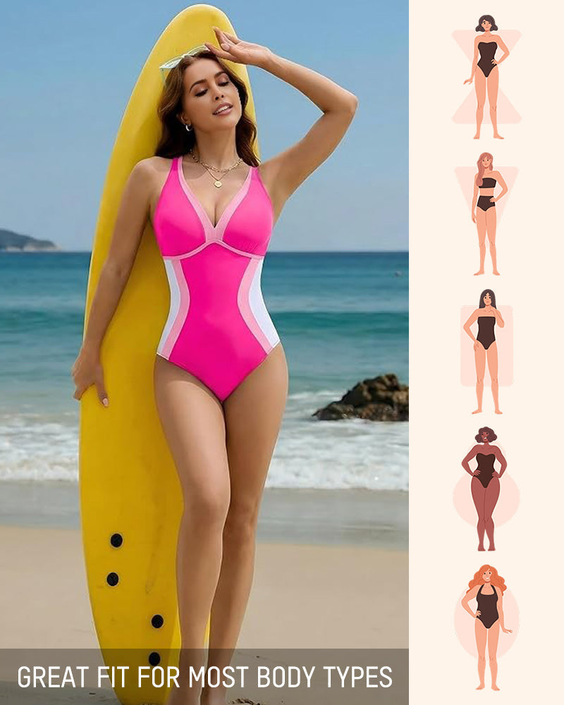 🔥HOT SALE 50% OFF👙Color Block Tummy Control One-Piece Swimsuit