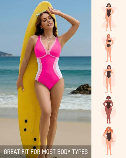 🔥HOT SALE 50% OFF👙Color Block Tummy Control One-Piece Swimsuit