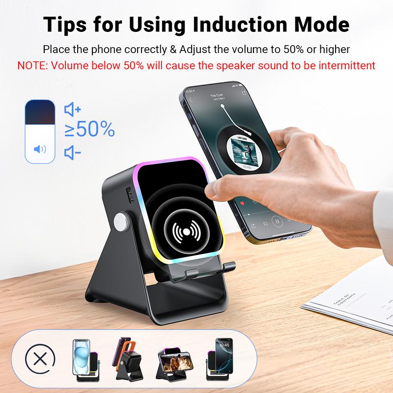 💎 49% OFF 5-IN-1 WIRELESS SPEAKER STAND! 💎 Induction Audio, Phone Holder & Ambient Light
