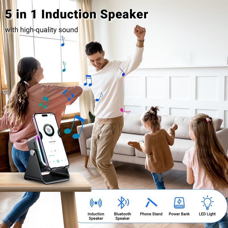 💎 49% OFF 5-IN-1 WIRELESS SPEAKER STAND! 💎 Induction Audio, Phone Holder & Ambient Light