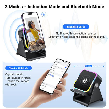 💎 49% OFF 5-IN-1 WIRELESS SPEAKER STAND! 💎 Induction Audio, Phone Holder & Ambient Light