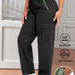 2-Pcs Women's Work Pants - Non-Stretch Full-Length Trousers, Adjustable Drawstring Waist for Gym/Outdoor/Daily Wear