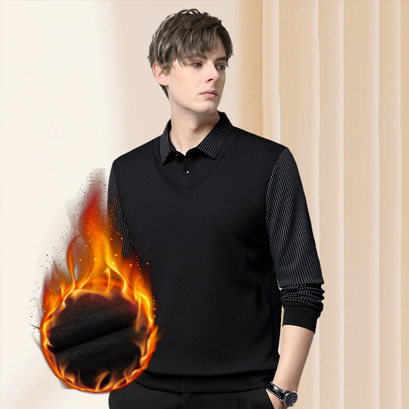 🎁 Hot Sale 50% OFF 🔥Striped Lapel Fake Two-Piece Shirt