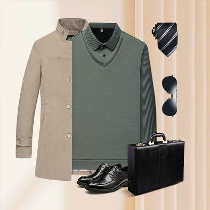🎁 Hot Sale 50% OFF 🔥Striped Lapel Fake Two-Piece Shirt