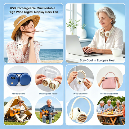 Foldable USB Rechargeable Neck Hanging Fan