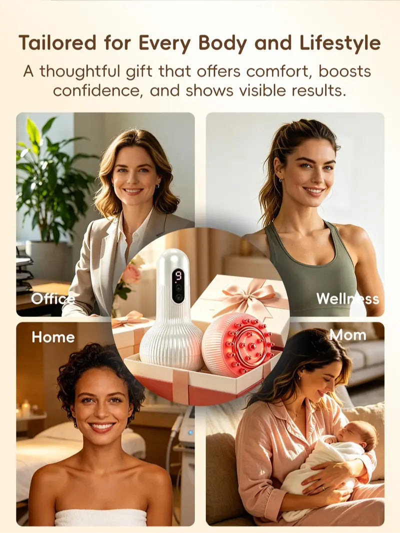 Electric Meridian Massage Brush and Smart Cupping Device with Heat