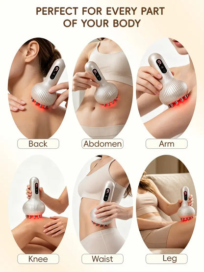 Electric Meridian Massage Brush and Smart Cupping Device with Heat