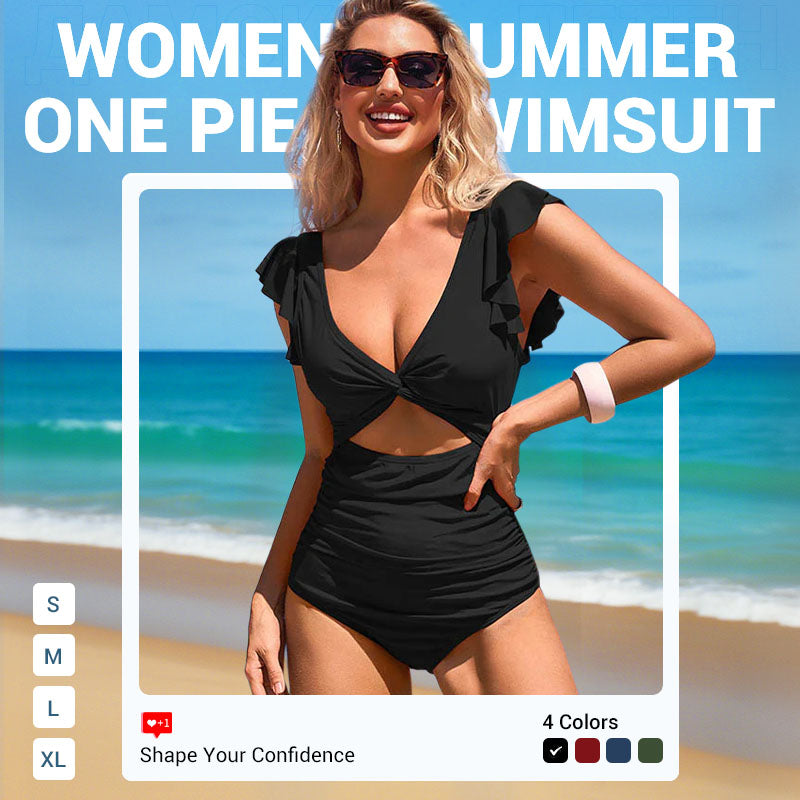 📢📢50% OFF !!!⏰exy Ruffled One-Piece Swimsuit – Ruffle Detail, Tummy Control & Vibrant Colors 🌊