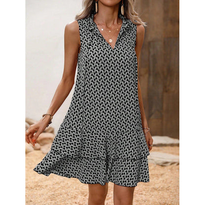 👗 LIMITED-TIME 50% OFF! ✨ Women's Geometric Print Bow Dress – Abstract Art, Decorative Bow, Flattering Fit 💃