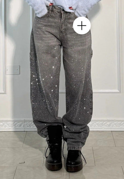 🔥Limited-time offer-Rhinestone-Embellished Straight-Leg Jeans