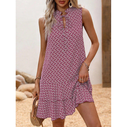 👗 LIMITED-TIME 50% OFF! ✨ Women's Geometric Print Bow Dress – Abstract Art, Decorative Bow, Flattering Fit 💃