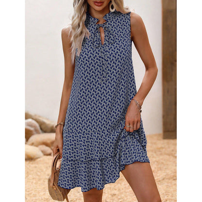 👗 LIMITED-TIME 50% OFF! ✨ Women's Geometric Print Bow Dress – Abstract Art, Decorative Bow, Flattering Fit 💃
