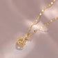 Rhinestone Pendant with Gold-Tone Copper & Titanium Steel Chain