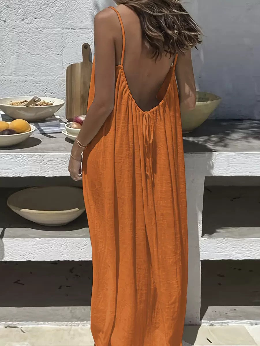 💃LAST DAY SAEL 50% OFF!!✨Women's Solid Color Cami Lounge Dress💕Delivered within 5 working days