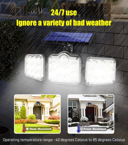 🎁Hot Sale 49% OFF🔥Solar Outdoor Lights 138LED Security Lights,3 Heads Dimmable SpotLights with 3 Modes,IP65 Waterproof