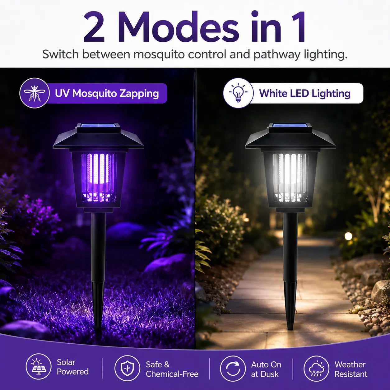 ✨Summer Limited-Time Offer & Limited-Time 50% Off✨🚫🦟Solar Mosquito Zapper Lamp Stake