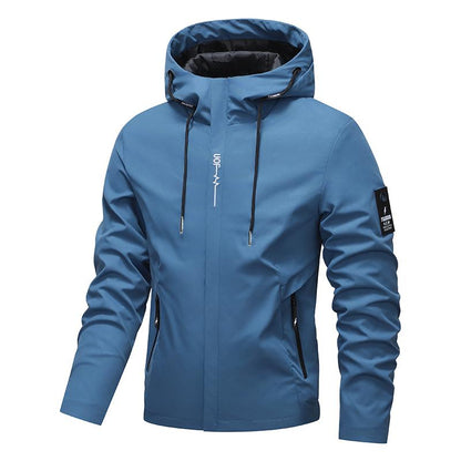 🎁New arrival 50% OFF💥Men's Solid Color Waterproof Windproof Drawstring Zip-up Hoodie Jacket