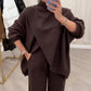 🔥 50% OFF! NEW! Women's 2-piece set – Asymmetrical sweater + wide-leg pants, relaxed fit and soft fabric, ultra comfortable 👚✨