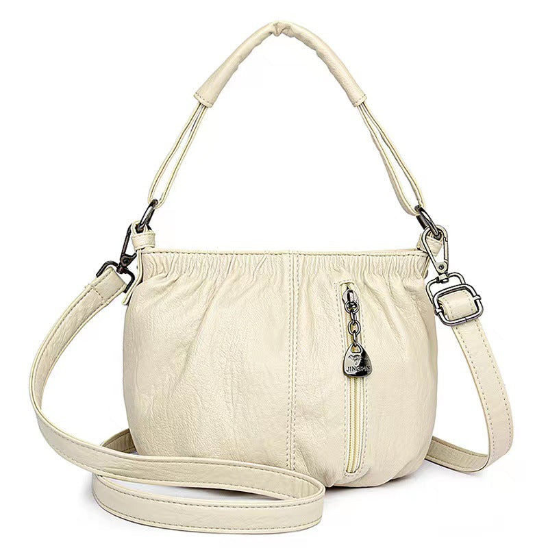 👜 50% OFF NOW! 🎀 Casual Pleated Bucket Leather Handbag – Soft Leather, Versatile Style & Adjustable Shoulder Strap ✨