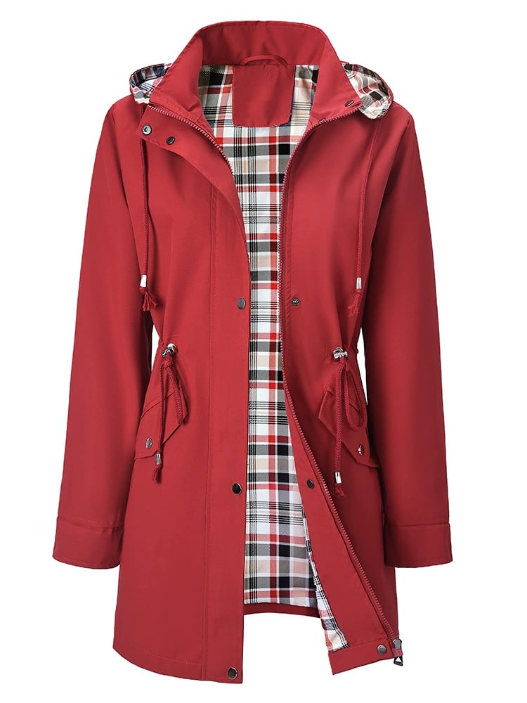 💐50% OFF🌧️🧥Women's Checkered Lining Waterproof Windbreaker