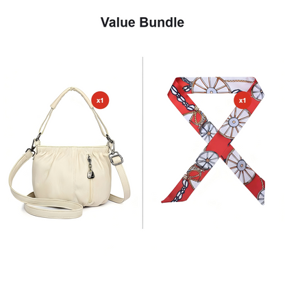👜 50% OFF NOW! 🎀 Casual Pleated Bucket Leather Handbag – Soft Leather, Versatile Style & Adjustable Shoulder Strap ✨