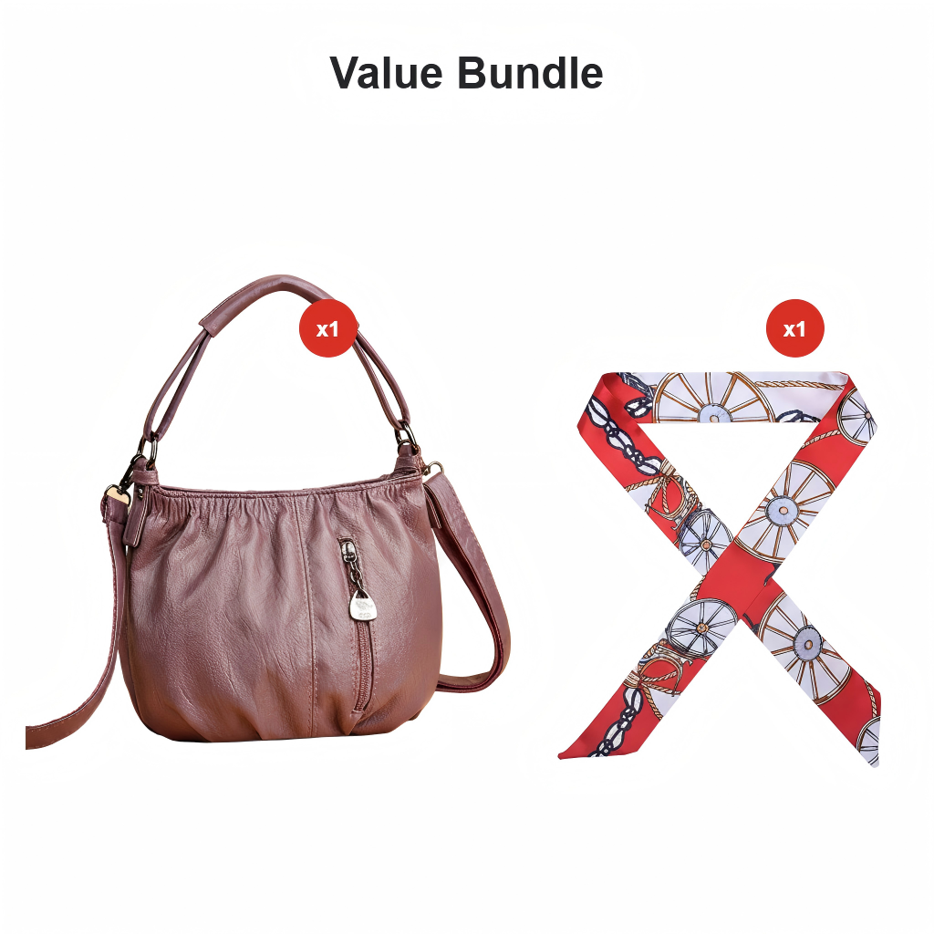 👜 50% OFF NOW! 🎀 Casual Pleated Bucket Leather Handbag – Soft Leather, Versatile Style & Adjustable Shoulder Strap ✨