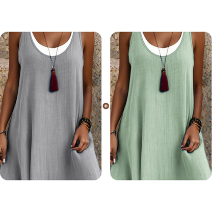 Women's Sleeveless Fake 2-Piece Dress