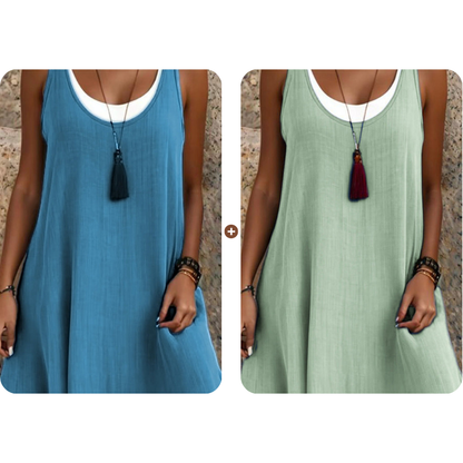 Women's Sleeveless Fake 2-Piece Dress