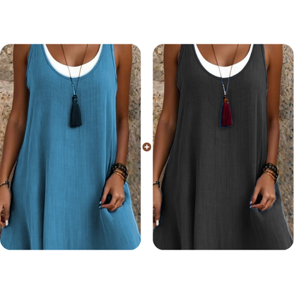 Women's Sleeveless Fake 2-Piece Dress