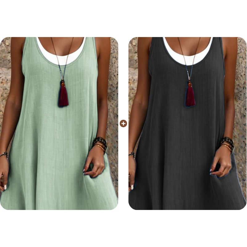 Women's Sleeveless Fake 2-Piece Dress