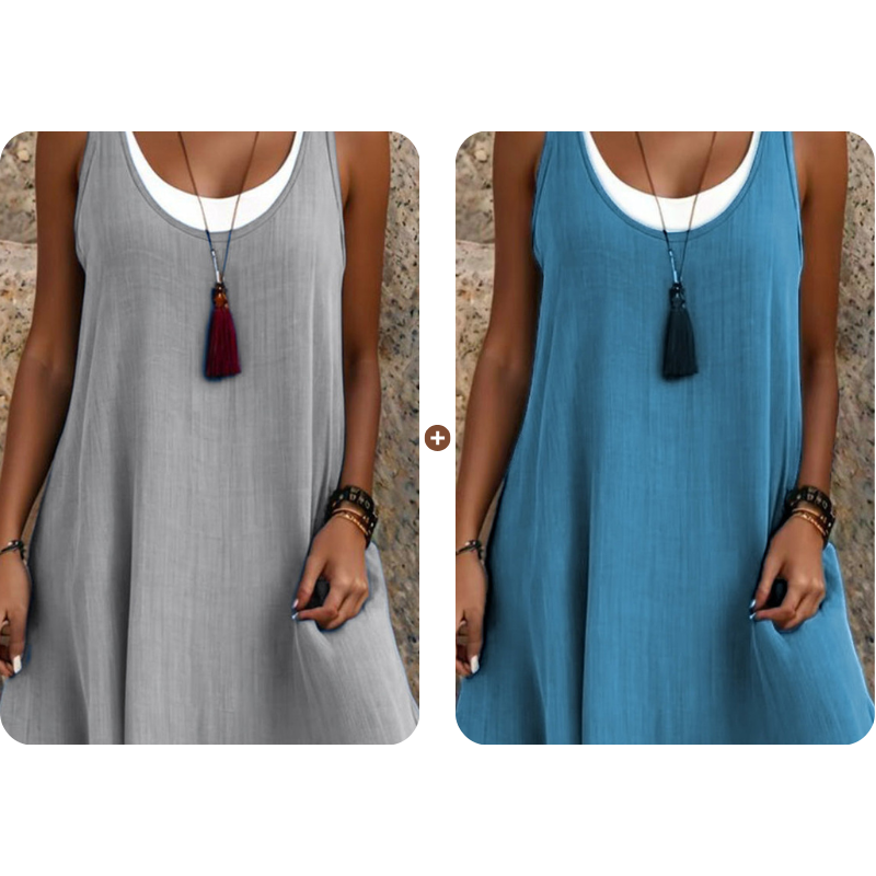 Women's Sleeveless Fake 2-Piece Dress