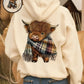 🎄🎅CHRISTMAS SALE 68% OFF!!🎁Cute Highland Cow Cozy Fleece-Lined Hooded Sweatshirt🦬