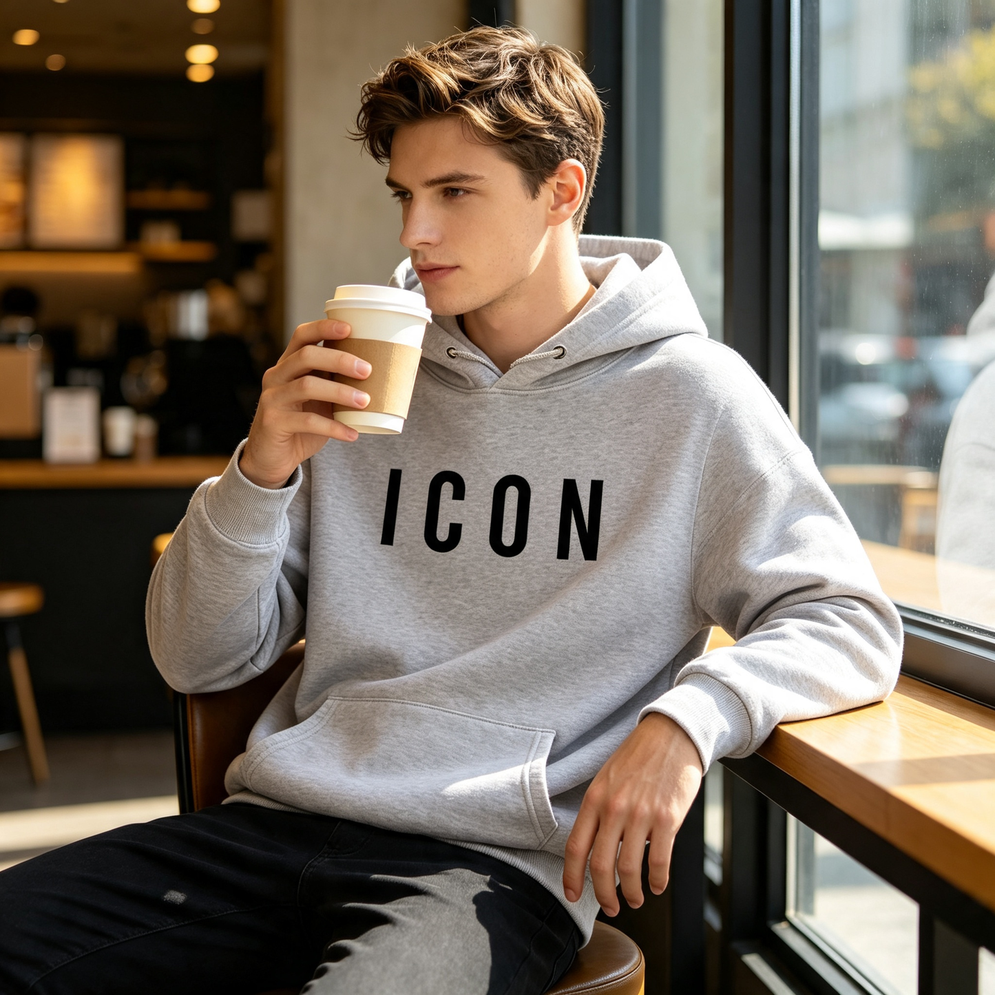 Unisex Minimalist Graphic Hooded Sweatshirt