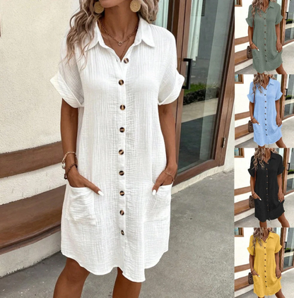 ⏳Time-Limited Special⏰Women’s Summer Midi Dress – Breezy, Flattering & Effortlessly Chic! Lightweight Button-Down with Pockets ☀️