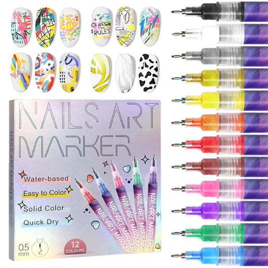 🎁LAST DAY SPECIAL PRICE!!⏳12 Colors Nail Art Pens Set🎨💅d
