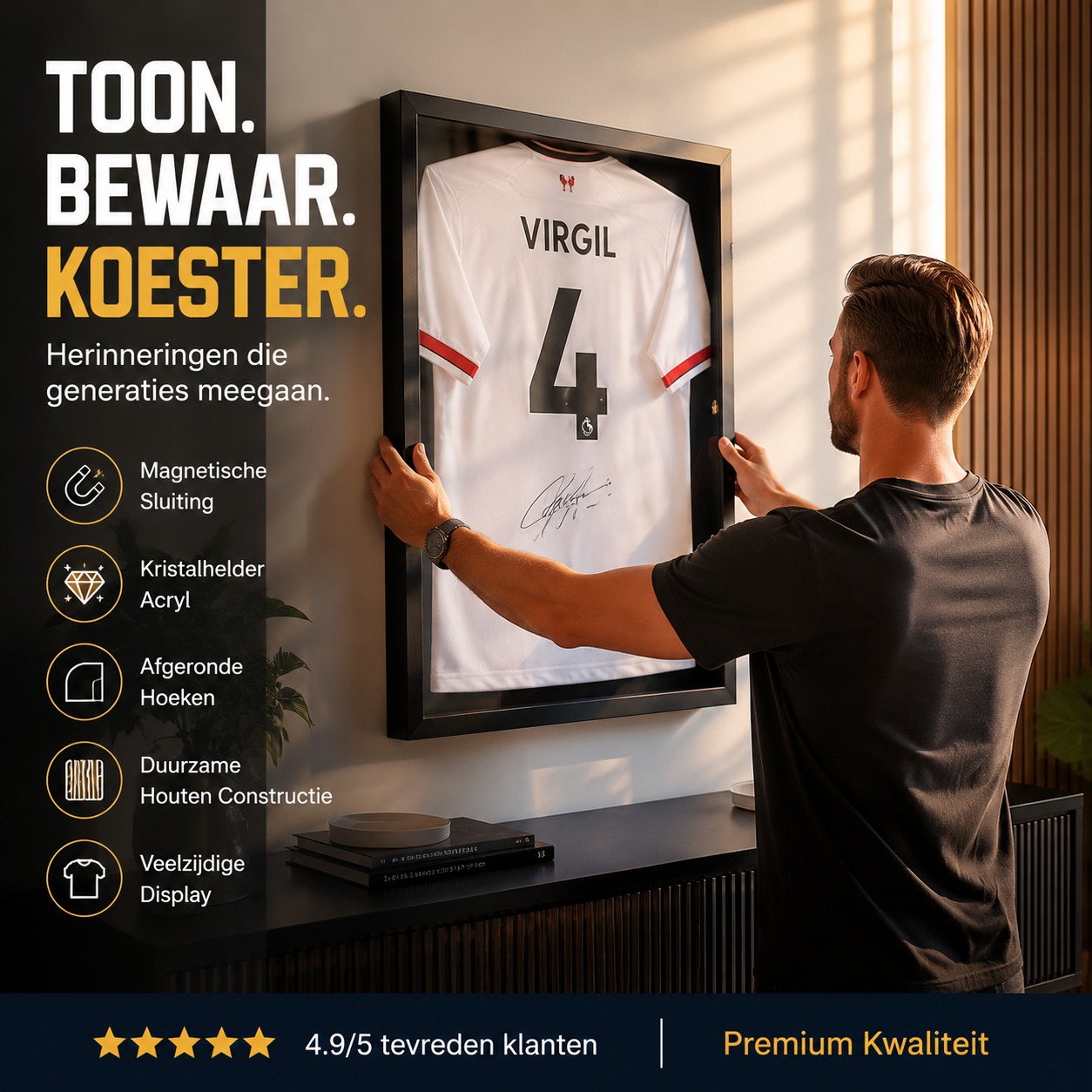 🎉New Year's Gift 50% OFF!🧥Wooden Memorial Jersey Display Frame (Magnetic Door) – Keep Your Sweat & Love In Perfect Condition!