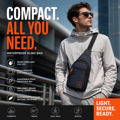 🎒 LIMITED-TIME 50% OFF! ✨ Waterproof Multi-pocket Crossbody Sling Bag – Organized Storage, Adjustable Strap, Headphone Jack 🌧️