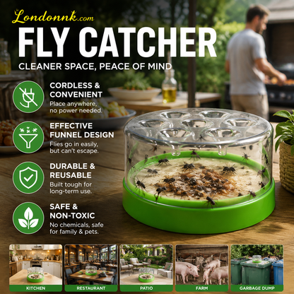 🔌✅ Reusable Fly Trap—no electricity, no poison! 🏠 Safe to use in the kitchen and around children and pets.