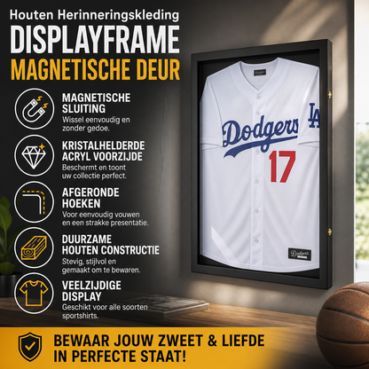 🎉New Year's Gift 50% OFF!🧥Wooden Memorial Jersey Display Frame (Magnetic Door) – Keep Your Sweat & Love In Perfect Condition!