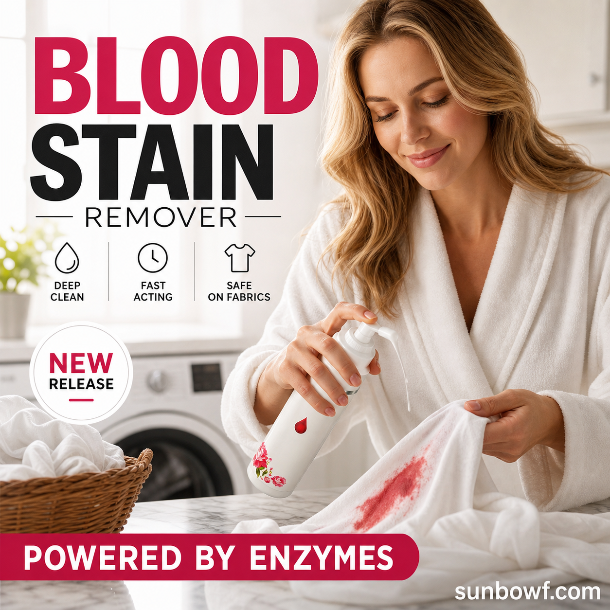 🔥Limited-Time Offer ✨️Buy 2 Get 1 Free! 👱‍♀️🩸 Quick Blood Stain Remover—Powerful Protease