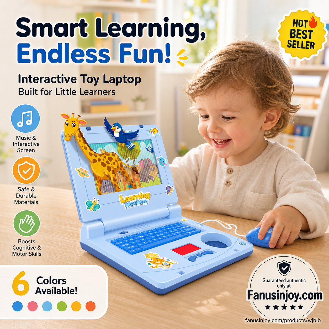 💻 50% OFF NOW! 🎁 Interactive Simulation Toy Laptop – Scrolling screen, music & tactile buttons – Boosts motor skills & hand‑eye coordination 🖥️✨
