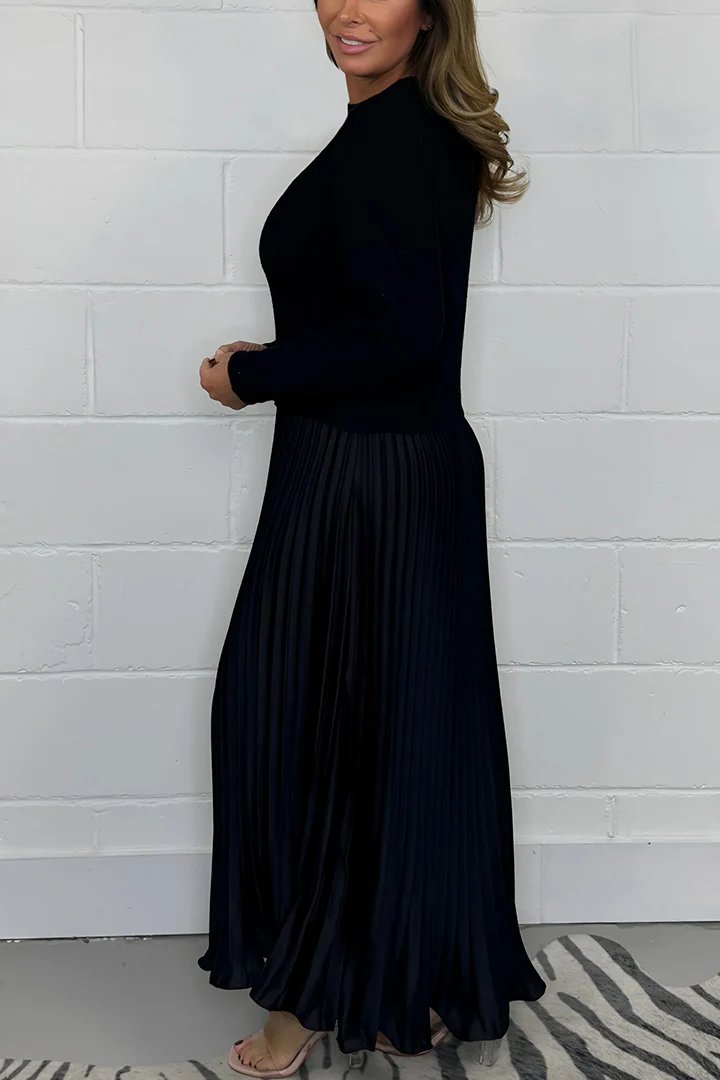 ⏳Time-limited Special⏰Women's Solid Color Long Sleeve Jumper & Pleated Bottom Dress