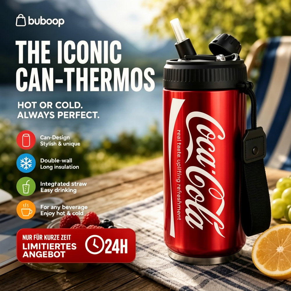 🥤Double-walled, insulated stainless steel cup in the shape of a cola can.