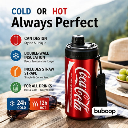 🥤Double-walled, insulated stainless steel cup in the shape of a cola can.