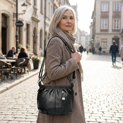 👜 50% OFF NOW! 🎀 Casual Pleated Bucket Leather Handbag – Soft Leather, Versatile Style & Adjustable Shoulder Strap ✨