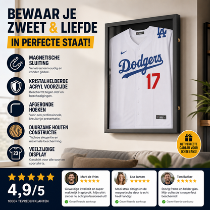 🎉New Year's Gift 50% OFF!🧥Wooden Memorial Jersey Display Frame (Magnetic Door) – Keep Your Sweat & Love In Perfect Condition!