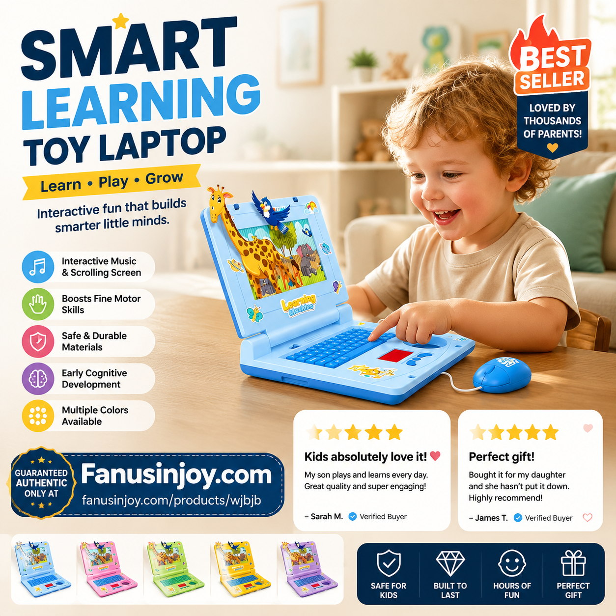 💻 50% OFF NOW! 🎁 Interactive Simulation Toy Laptop – Scrolling screen, music & tactile buttons – Boosts motor skills & hand‑eye coordination 🖥️✨
