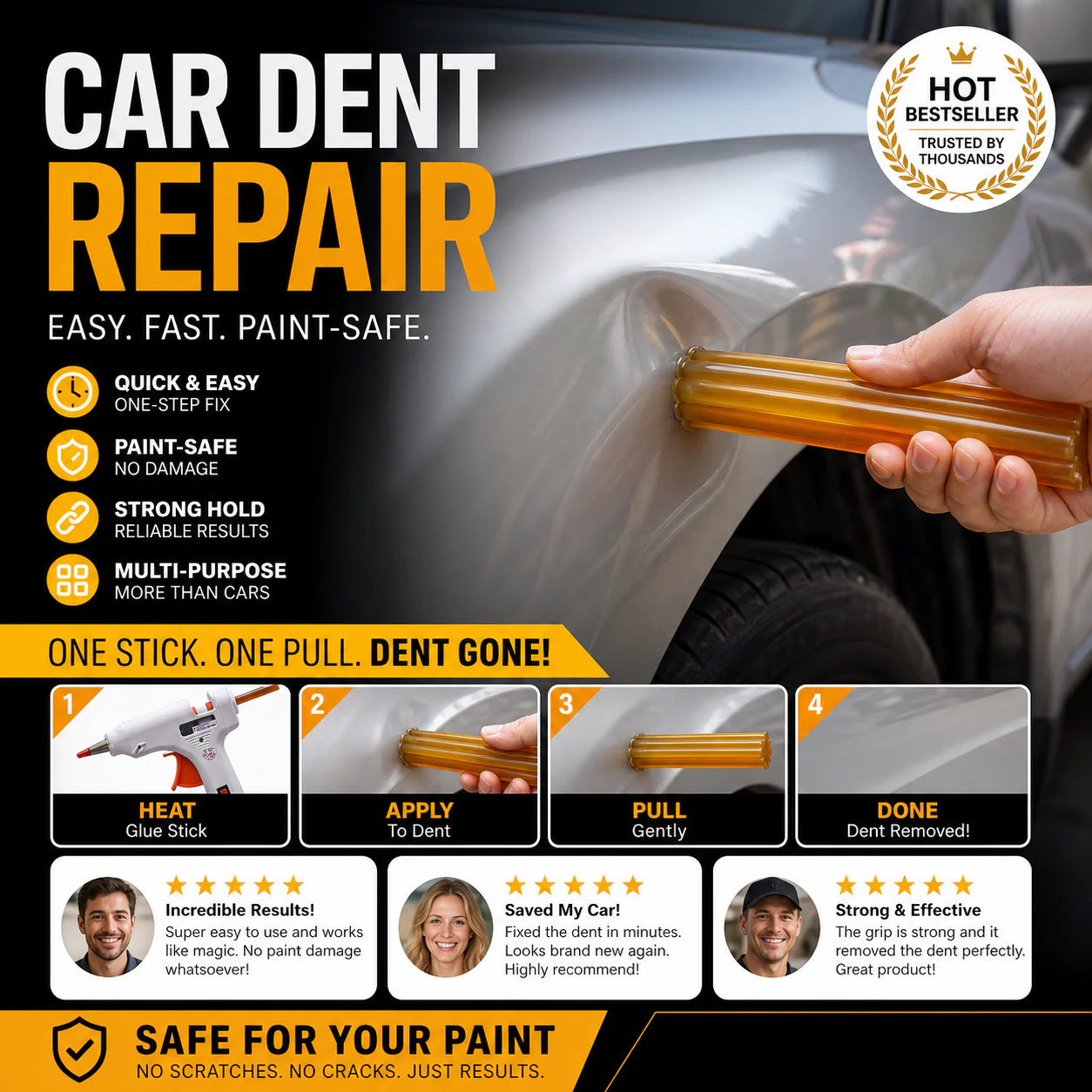 ✨️ 🛠️Fix car dents effortlessly! 🚗Paintless Dent Repair Glue Stick for Car