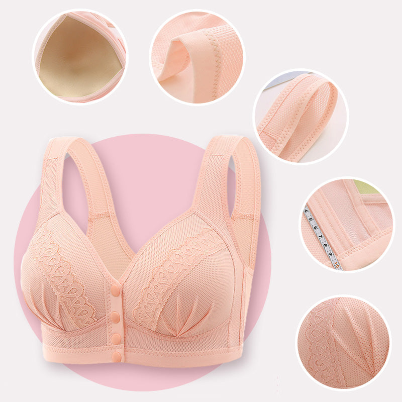 💥LAST DAY SALE ONLY $9.99!!💘CloudComfort™ Front-Button Cotton Bra – Breathable • Wire-Free • All-Day Support • Non-Padded & Skin-Friendly 🌿